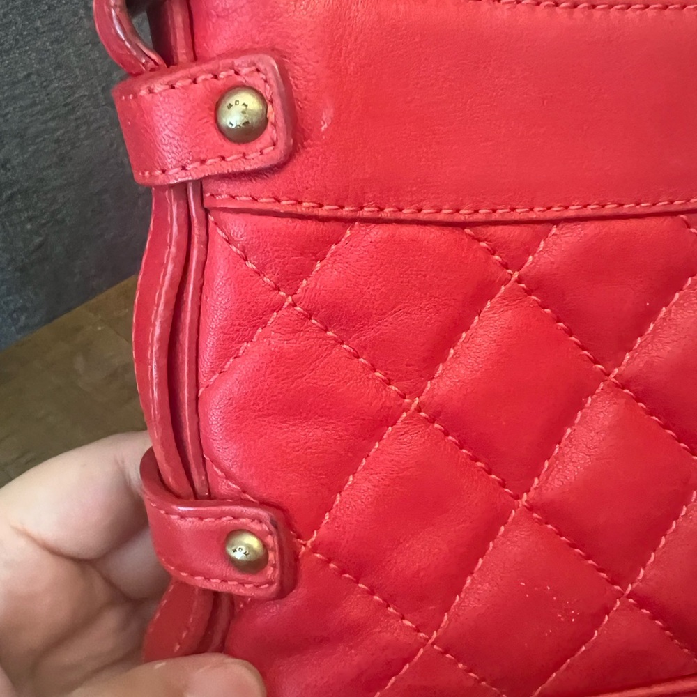 MCM Red Quilted Shoulder Bag with Gold Hardware - Picture 3 of 10